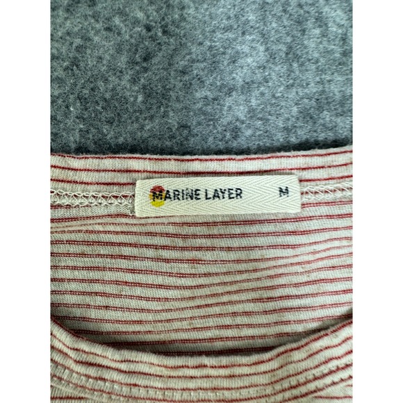 Marine Layer Womens Red White Striped Pocket T-Shirt Medium Made in USA - Picture 3 of 9